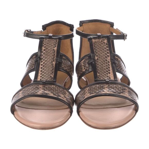 Alberto Fermani Snake Print Leather Strap Sandals - Picture 3 of 10